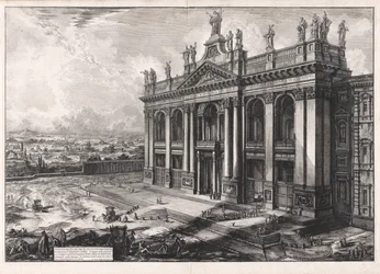 Udsigt over facaden af ​​basilikaen S. Giovanni Laterano