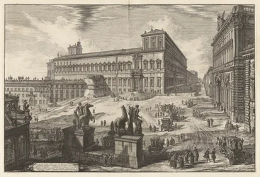 Udsigt over Piazza di Monte Cavallo (Udsigt over Piazza di Monte Cavallo [Piazza del Quirinale med Quirinalpaladset i midten]), fra Vedute di Roma (Udsigt over Rom)