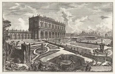 Udsigt over Hans Eminence kardinal Alessandro Albanis villa uden for Porta Salaria, fra Vedute di Roma (Udsigter over Rom)