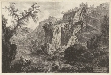 Veduta delle Cascatelle a Tivoli (Udsigt over små vandfald ved Tivoli), fra Vedute di Roma (Udsigt over Rom)