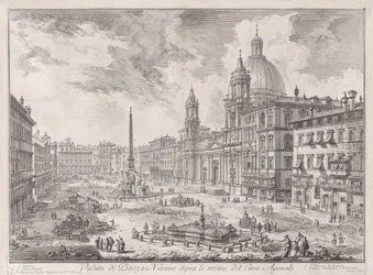 Udsigt over Piazza Navona over ruinerne af Circus Agonalis, fra Vedute di Roma (Udsigter over Rom)