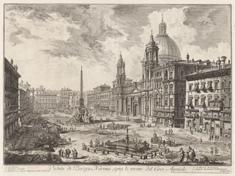 Udsigt over Piazza Navona over ruinerne af Circus Agonalis (Udsigt over Piazza Navona over ruinerne af Domitians cirkus), fra Vedute di Roma (Udsigter over Rom)