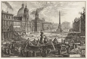Udsigt over Piazza Navona over ruinerne af Circus Agonalis [Domitians cirkus], fra Vedute di Roma (Udsigter over Rom)