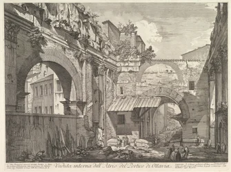 Indvendigt syn på Atrium af Portico di Ottavia Internt Udsigt over Atrium of Porti ..., 1760.