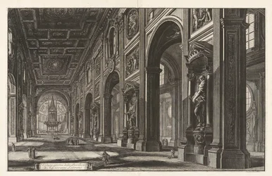 Indvendig udsigt over basilikaen San Giovanni Laterano, fra Vedute di Roma (Udsigt over Rom)