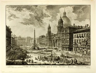 Udsigt over Piazza Navona over ruinerne af Domitians Cirkus, fra Views of Rome