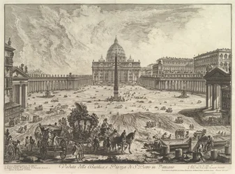 Udsigt over Peterskirken og Piazza i Vatikanet, fra Vedute di Roma Roman Vie ..., ca. 1748.