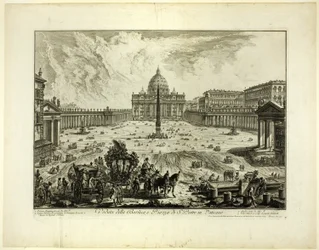 Udsigt over Peterskirken og Piazzaen i Vatikanet, fra Views of Rome