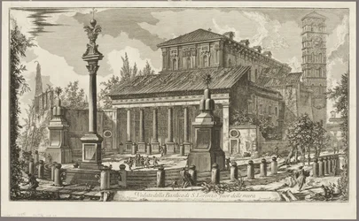 Udsigt over basilikaen S. Lorenzo fuori delle Mura [S. Lorenzo uden for Murene], fra Udsigt over Rom