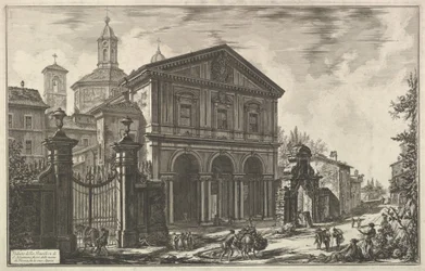 Udsigt over basilikaen San Sebastiano fuori delle mura [Sankt Sebastian uden for murene] på Via Appia, fra Vedute di Roma (Romerske udsigter)