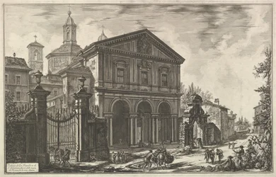 Udsigt over basilikaen San Sebastiano uden for murene [St. Sebastian udenfor Muren ..., ca. 1750.
