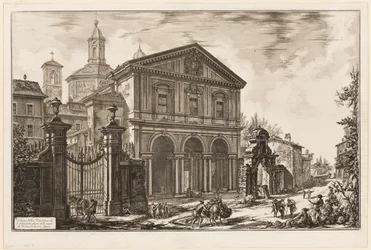 Udsigt over basilikaen San Sebastiano fuori delle mura [St. Sebastian uden for murene] på Appian Way, fra udsigt over Rom