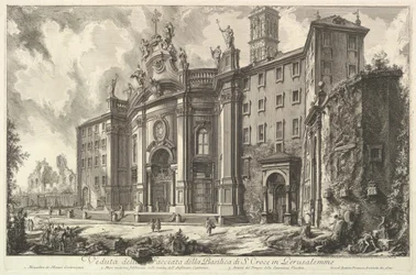 Udsigt over facaden af basilikaen S. Croce i Gerusalemme [det hellige kors i Jerus..., ca. 1750.