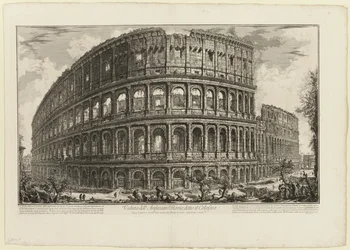 Udsigt over det flaviske amfiteater, kaldet Colosseum, fra udsigt over Rom