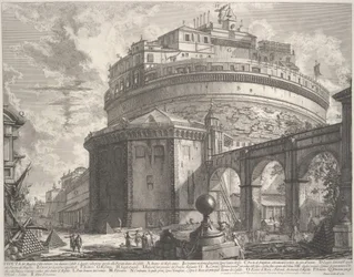 Udsigt over kejser Hadrians mausoleum nu kaldet Castel S. Angelo..., ca. 1756.