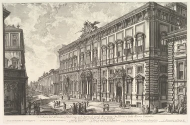 Udsigt over Palazzo della Consulta på Quirinalen, der huser det pavelige sekretariat, f..., ca. 1760-78.