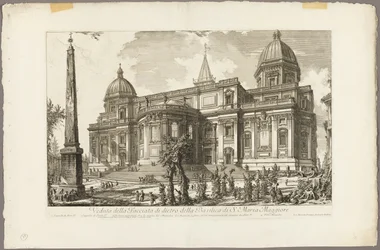 Udsigt over den bageste indgang til basilikaen S. Maria Maggiore, fra udsigt over Rom