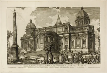 Udsigt over den bagerste indgang til basilikaen S. Maria Maggiore, fra udsigt over Rom