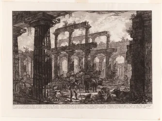Udsigt over resterne af cellaen af Neptuntemplet, fra forskellige udsigter over Paestum