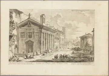 Udsigt over Temple of Fortuna Virilis. Nu den armenske kirke S. Maria Egiziaca, fra Udsigt over Rom