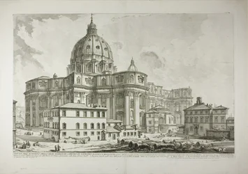 Udsigt over Peterskirkens ydre i Vatikanet, fra Views of Rome