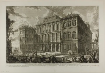 Udsigt over den berømte Barberini-families palads på Quirinal-bakken, designet af Cavaliere Bernini, fra Views of Rome