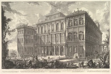 Udsigt over den berømte Barberini-families palads på Quirinal-bakken, desi..., ca. 1750-1759.