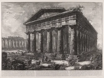 Udsigt over Neptuns tempel, den gamle by Pestos skytsgud, skønt man ikke ser noget tegn, der kan angive, om dette tempel tilhørte denne guddom eller en anden ...
