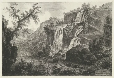 Watervallen te Tivoli Udsigt over Cascatelle i Tivoli (titel på objekt) Gezichten op Rom (serietitel) Udsigt over Rom designet og indgraveret af Giambattista Piranesi-arkitekten Ve (nez) iano (serietitel)