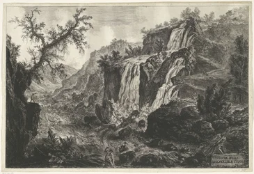 Watervalle te tivoli Udsigt over Cascatelle i Tivoli (titel på objekt) Gezichten Op Rome (serietitel) Udsigt over Rom designet og indgraveret af Giambattista Piranesi Architect Ve (Nez) Iiano (Series Titel)