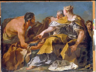 Dido-bygning Kartago, olie på lærred af Giovan Battista Pittoni - State Hermitage, St. Petersburg