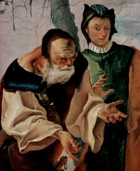 Fresker af bibelske scener i biskoppens palads i Undine, scene: Rakel skjuler afguderne, detalje: Jakob