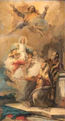 Gud Fader sender Jomfru Maria til sine forældre Joachim og Anna Alternativ titel(r):  

Den hellige Annas vision