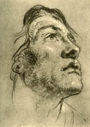 Leder af en ung mand, næsten i profil og kigger op, midten af det 18. århundrede, 1928