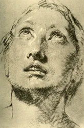 Leder af en ung kvinde, ser op, c1755, 1928