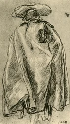 Mand i en stor kappe set bagfra, 1752, 1928