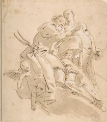 Marine guddom med ledsagende kvindefigur, ca. 1716-1770.