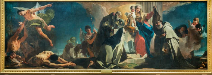 Vor Frue af Carmel blandt de hellige Simon Stock, Teresa af Avila, Albert af Vercelli, profeten Elias og skærsildens sjæle, 1745