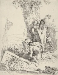 Hyrde med to tryllekunstnere, fra Scherzi, ca. 1743-57.