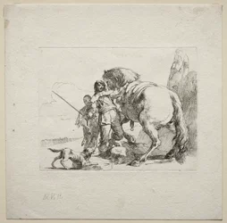 Forskellige luner: Kavaleren sætter op på sin hest, 1785.
