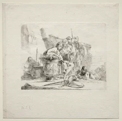 Forskellige luner: Den unge mand siddende, lænet op ad en urne, 1785.