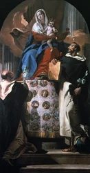 Jomfru og barn med Saint Dominic og Saint Hyacinth, 1740-1750