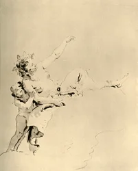 Kvinde hvilende på skyer og støttet af en Amor, midten af det 18. århundrede, 1928