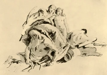 Ung kvinde med dreng, flodgud og satyr, midten af det 18. århundrede, 1928