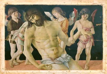 Død Kristus støttet af engle, ca. 1475 (olie og tempera på træplade)