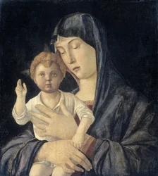 Jomfru med stående velsignelse barn, 1470-1480