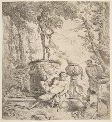 Bacchanal foran et alter for guderne, ca. 1645.