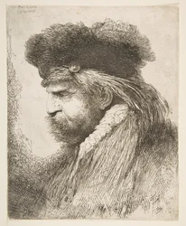 Hovedet af en gammel mand, der vender mod venstre, fra serien af store orientalske hoveder, ca. 1645-50.