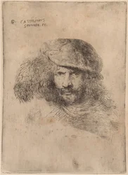 Selvportræt(?), Iført en plymeret kasket ["Portræt af Bernini"]