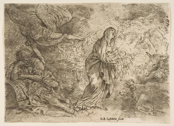 Englen vækker Josef til Jomfruens og Barnets nærvær, ca. 1645-49.